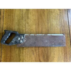 Vintage Hand Saw Metal Handle Rustic Primitive Carpenter Tool 14 Inch